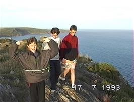 Philip Stone, Paul Oakley and Peter Furneaux at Sharp Tor, on the coast path from Salcombe to Starehole Bay